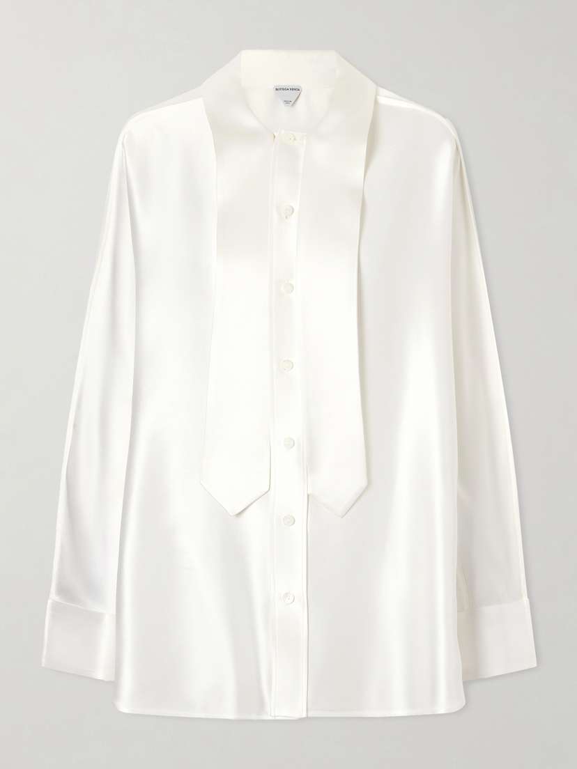Bottega Veneta Tie-detailed Silk-satin Shirt