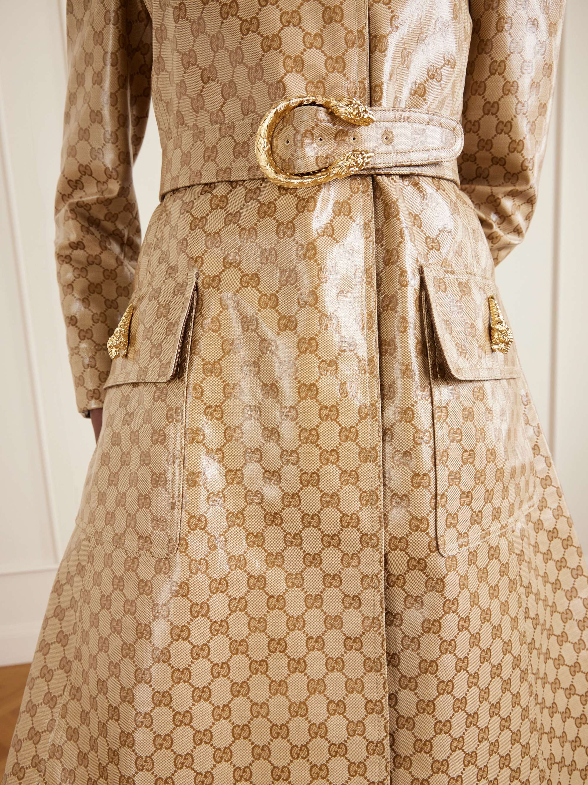 GUCCI Belted coated-canvas trench coat | NET-A-PORTER
