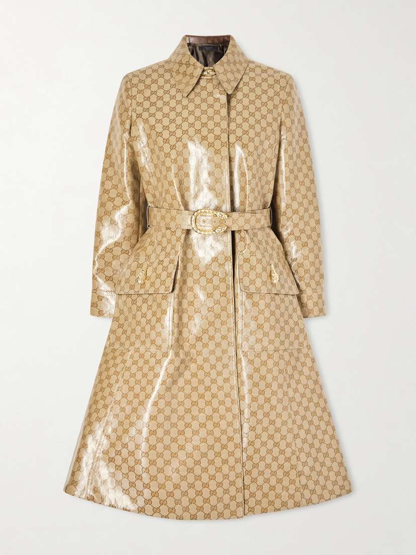 Gucci Belted Coated-canvas Trench Coat