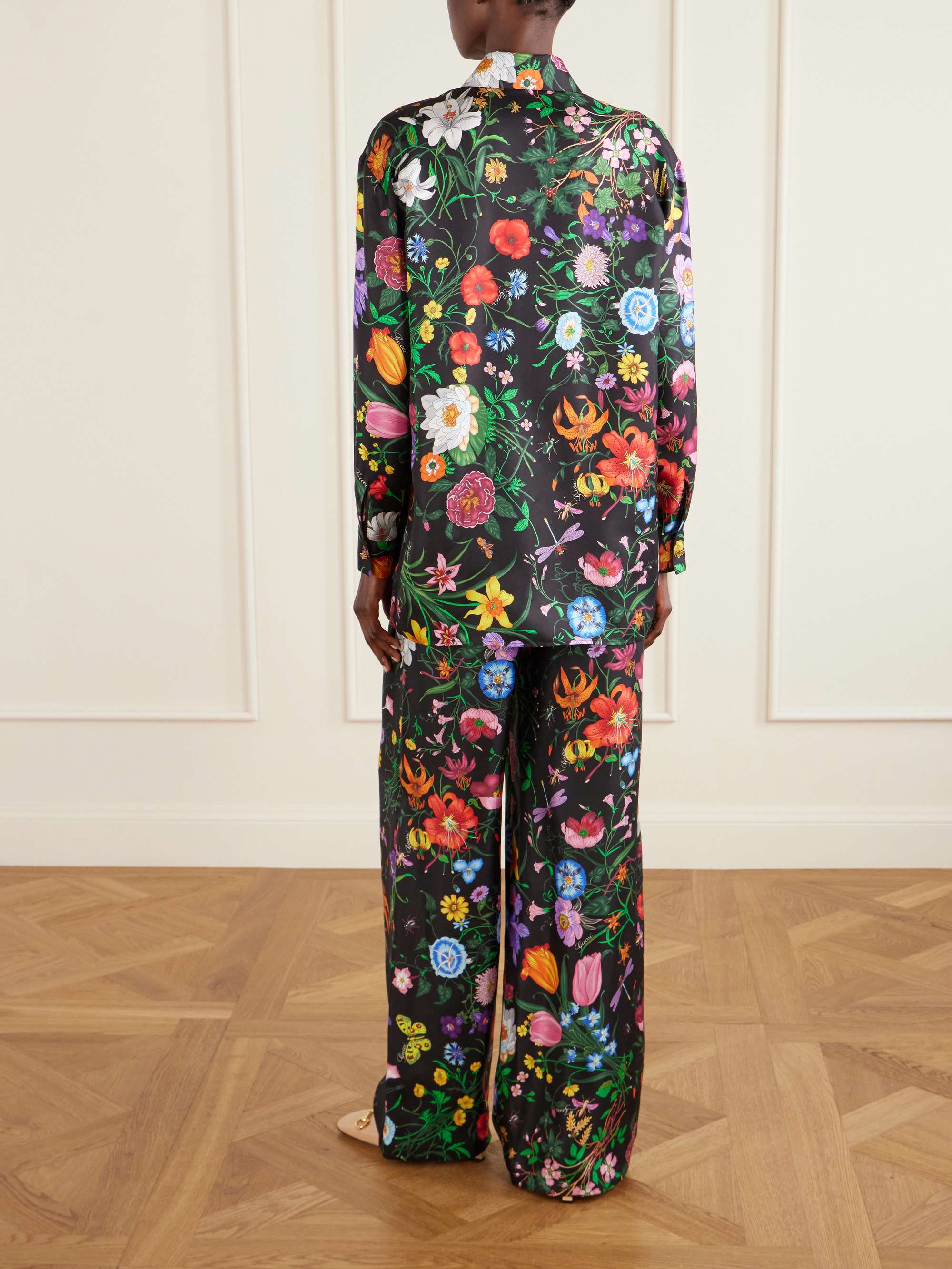 GUCCI Floral-print silk-twill shirt | NET-A-PORTER