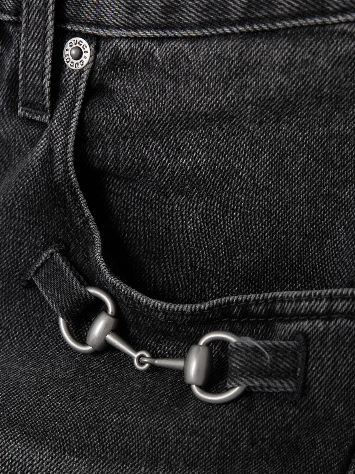 Horsebit-Detailed Low-Rise Bootcut Jeans