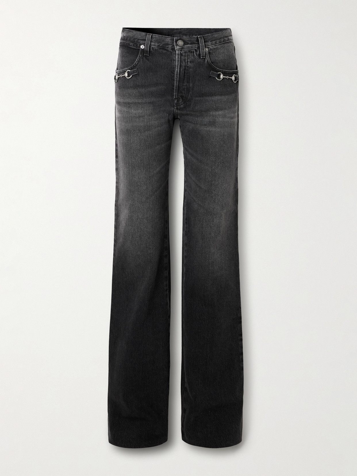 Horsebit-Detailed Low-Rise Bootcut Jeans