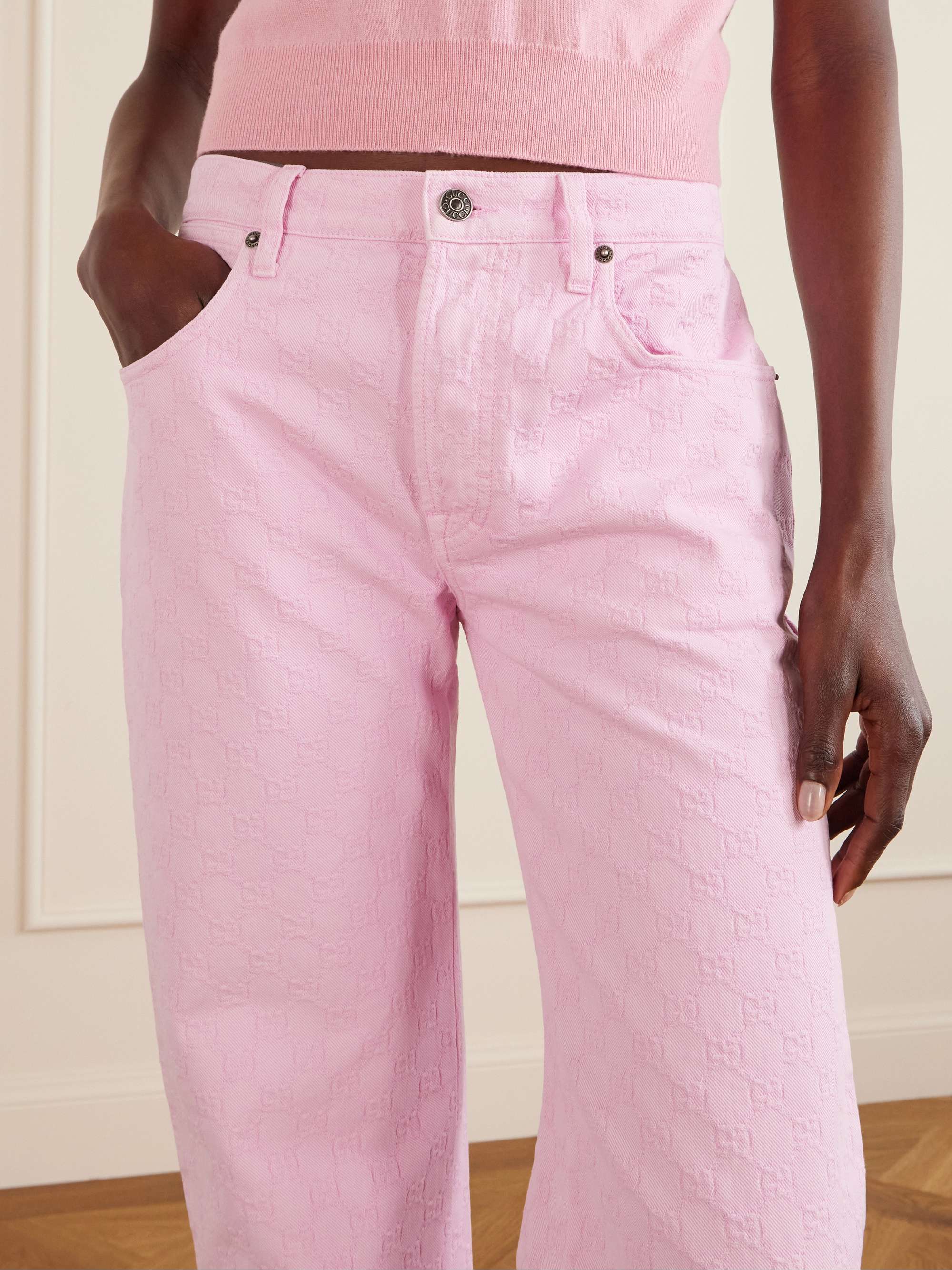 GUCCI GG logo-jacquard low-rise straight-leg jeans | NET-A-PORTER