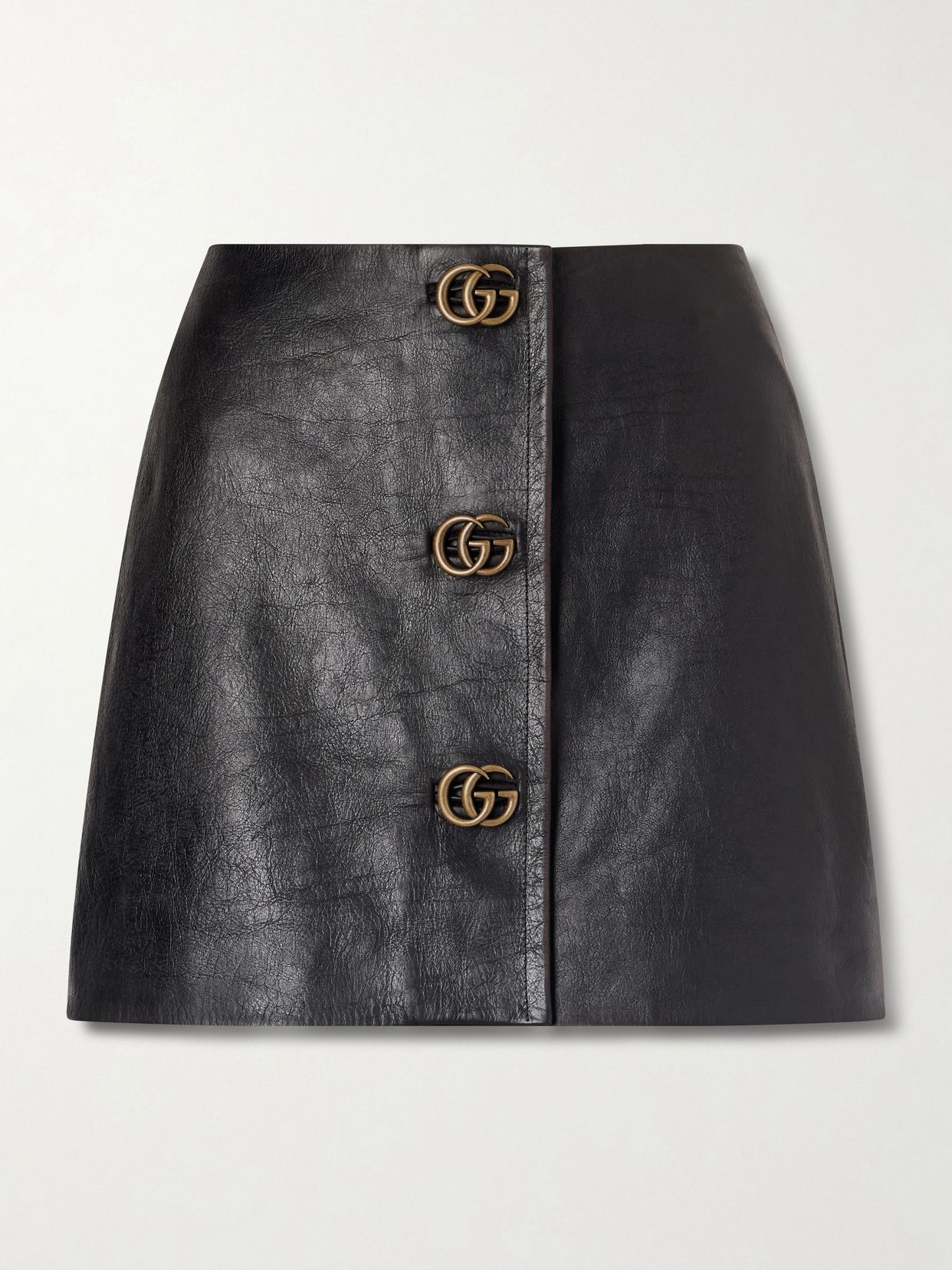 embellished textured leather mini skirt