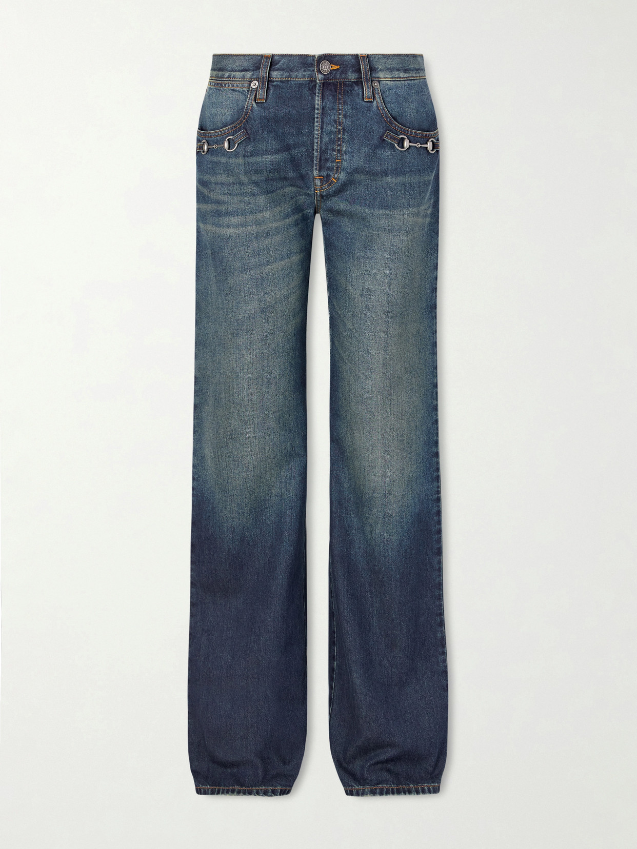 Horsebit-Embellished Mid-Rise Wide- Leg