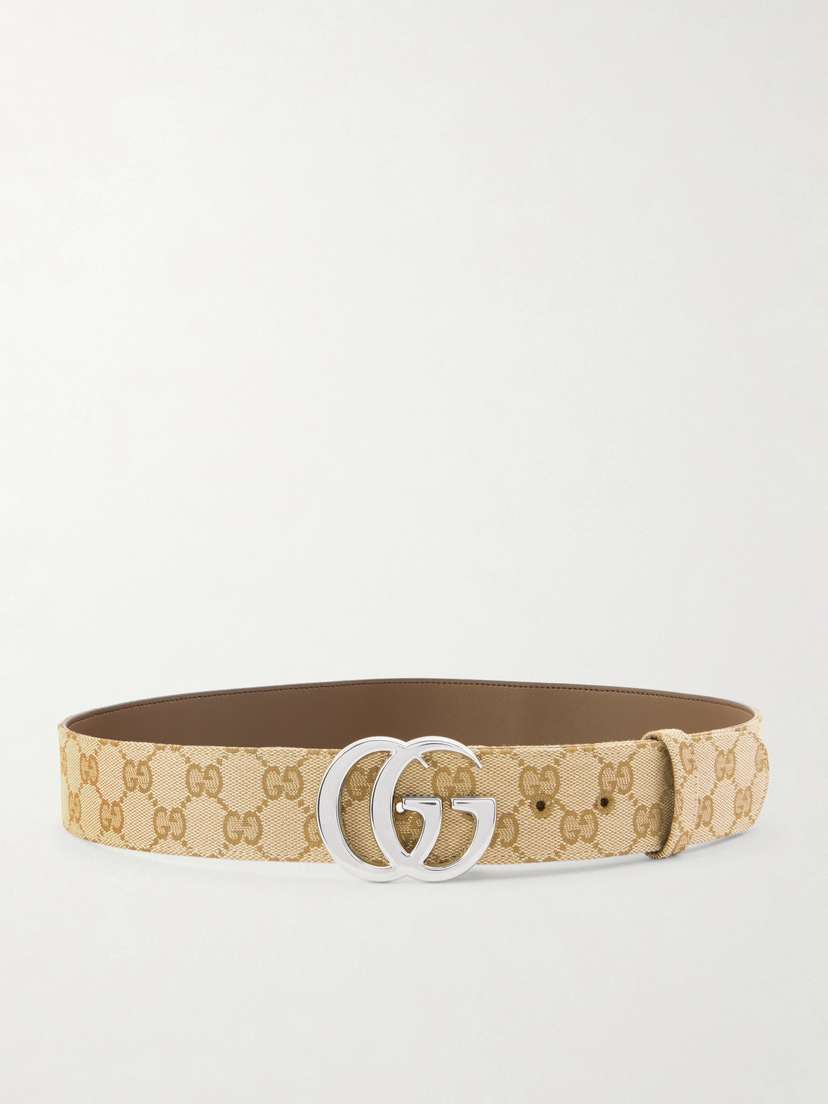 Gucci Flat Marmont Gg Printed Coated-canvas Belt