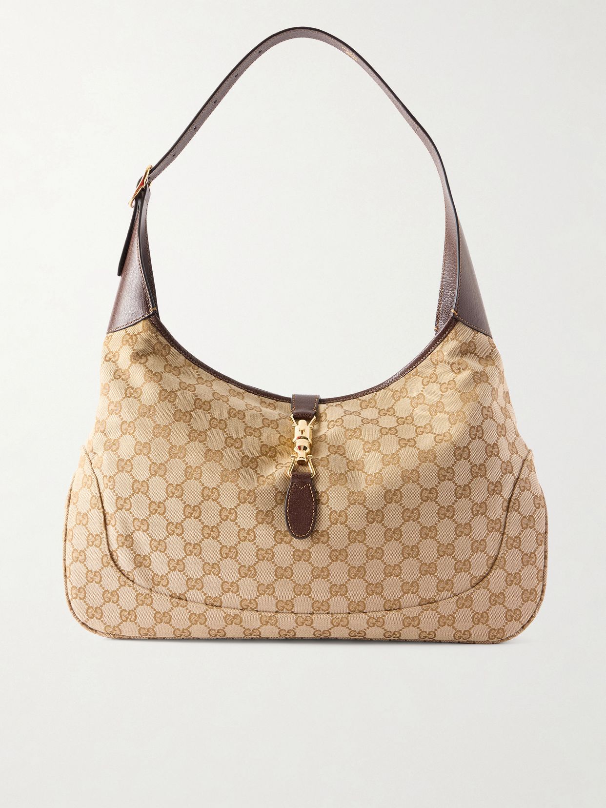 jackie 1961 leather trimmed printed coated canvas shoulder bag