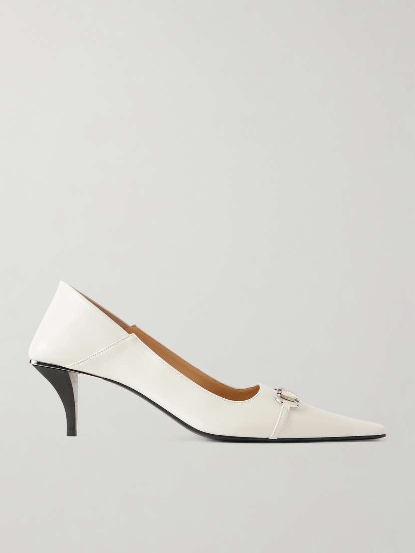 Gucci Vittoria Collapsible-heel Horsebit-embellished Leather Pumps
