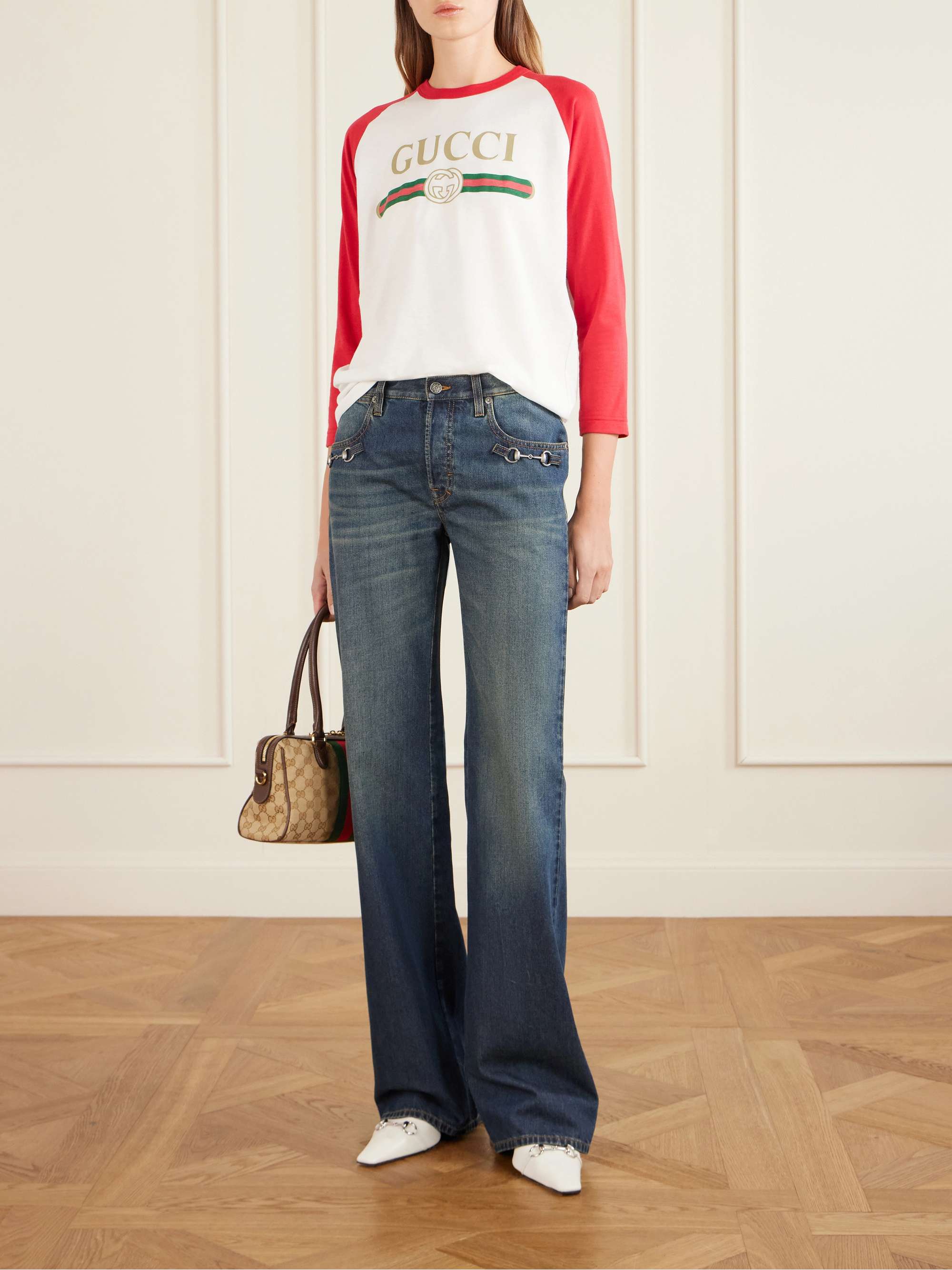GUCCI Vittoria collapsible-heel horsebit-embellished leather pumps