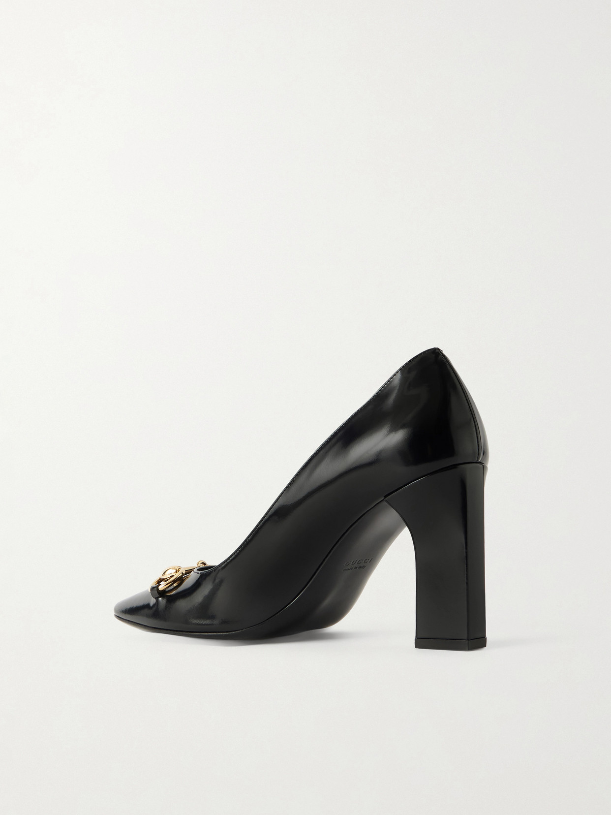Signora Horsebit-Embellished Glossed Pumps