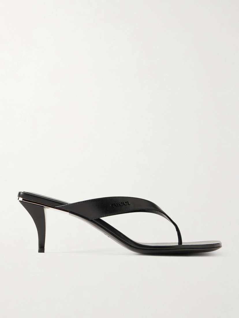 Gucci Vittoria Logo-embellished Leather Thong Sandals