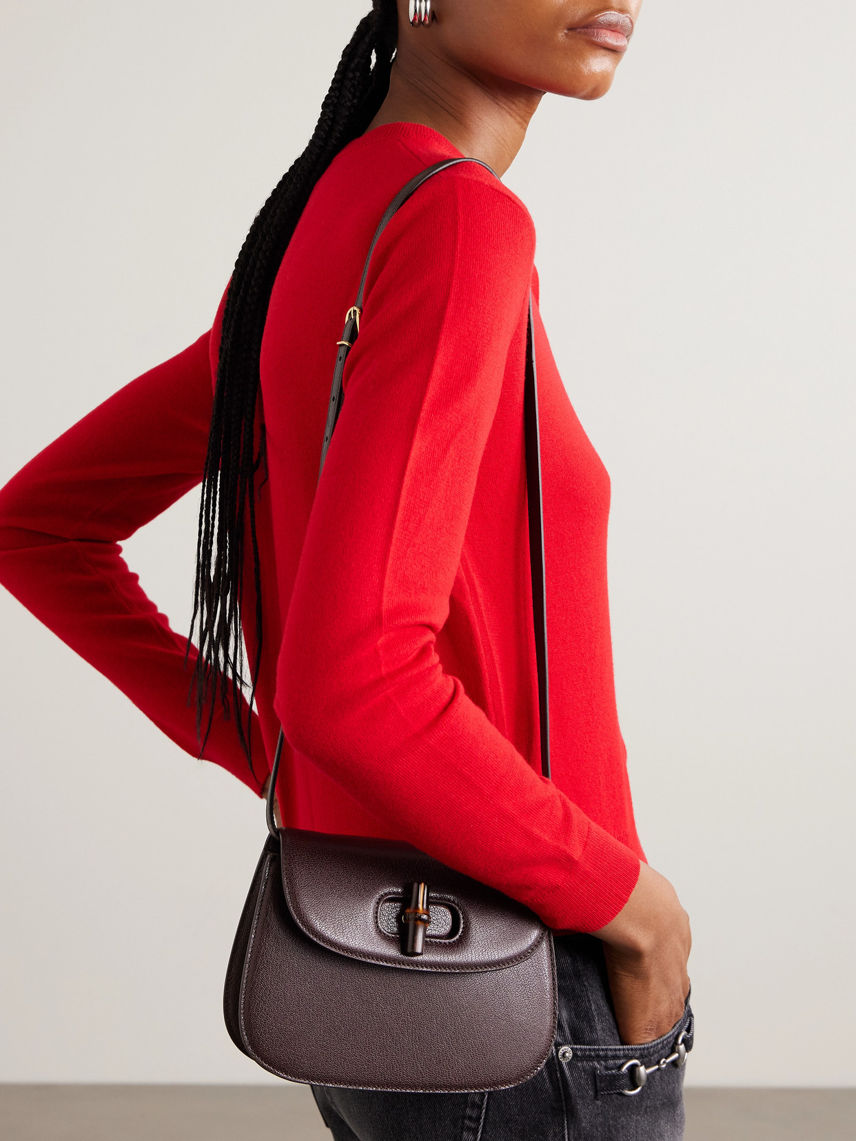 Bamboo Mini Textured-Leather Shoulder Bag