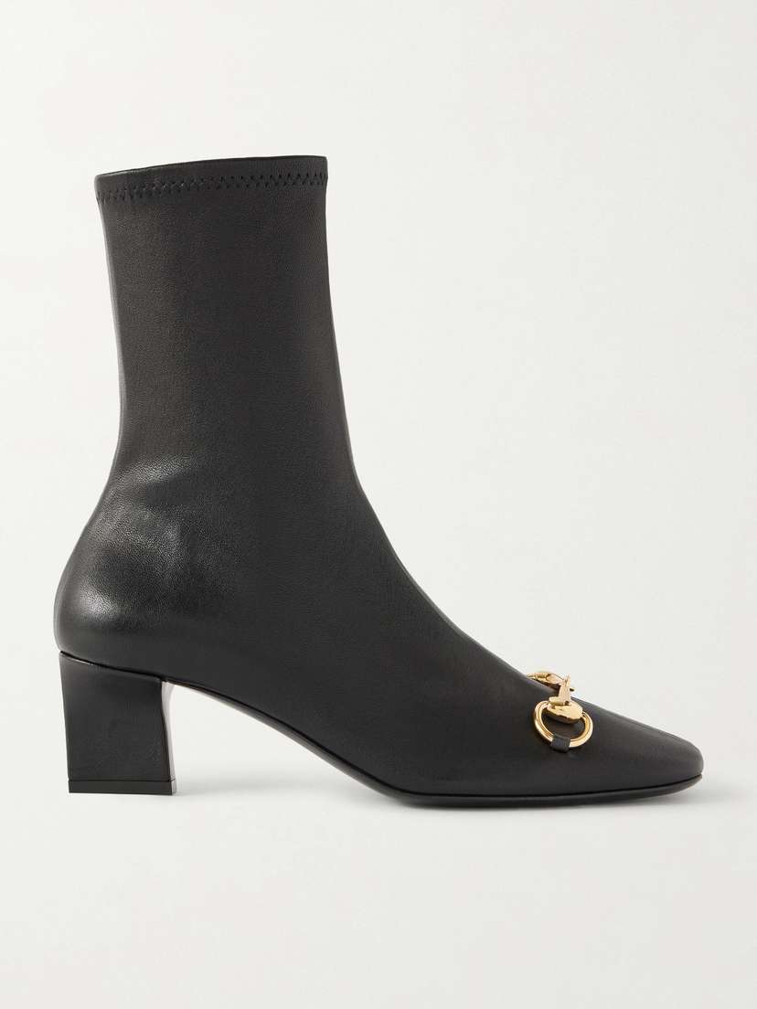 Gucci Signora Horsebit-embellished Leather Ankle Boots