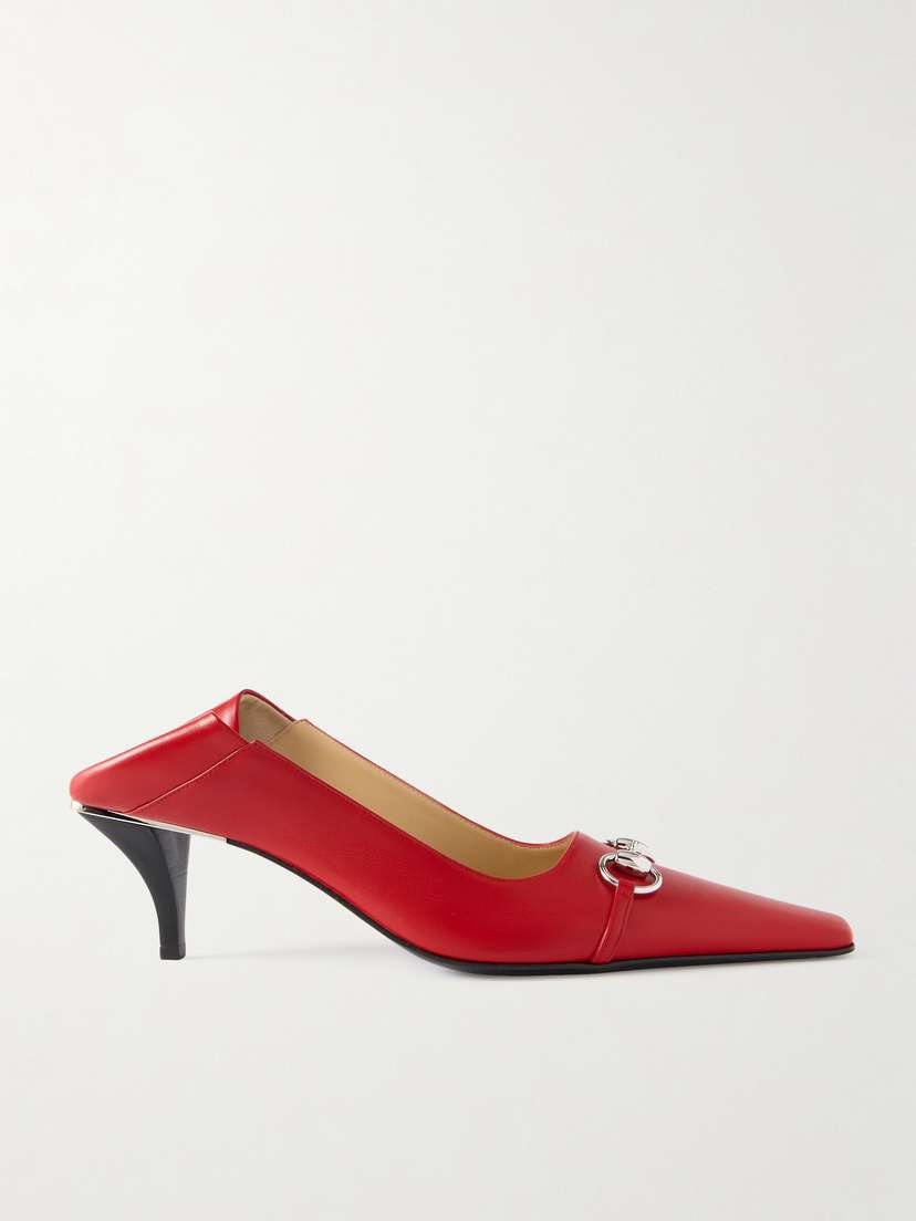 Gucci Vittoria Collapsible-heel Horsebit-embellished Leather Pumps