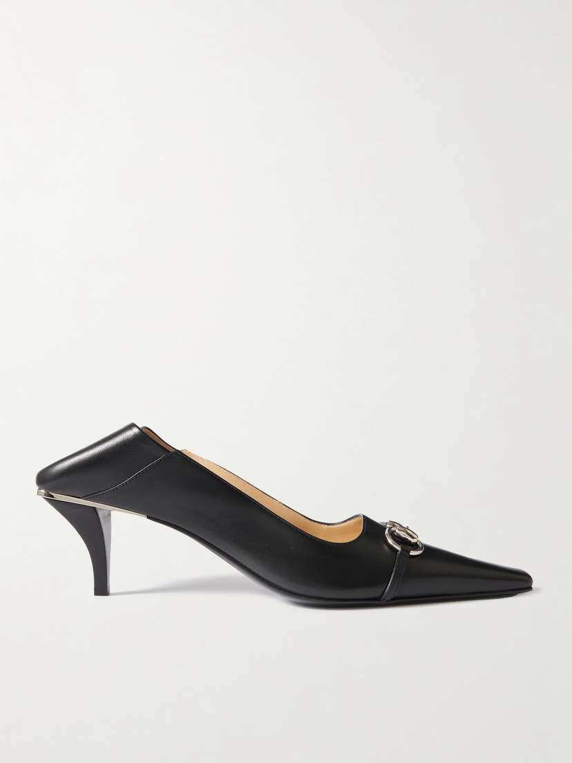 Gucci Vittoria Collapsible-heel Horsebit-embellished Leather Pumps