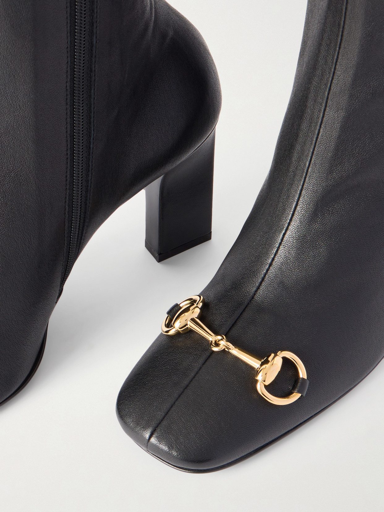 Signora Horsebit-Embellished Leather Knee Boots