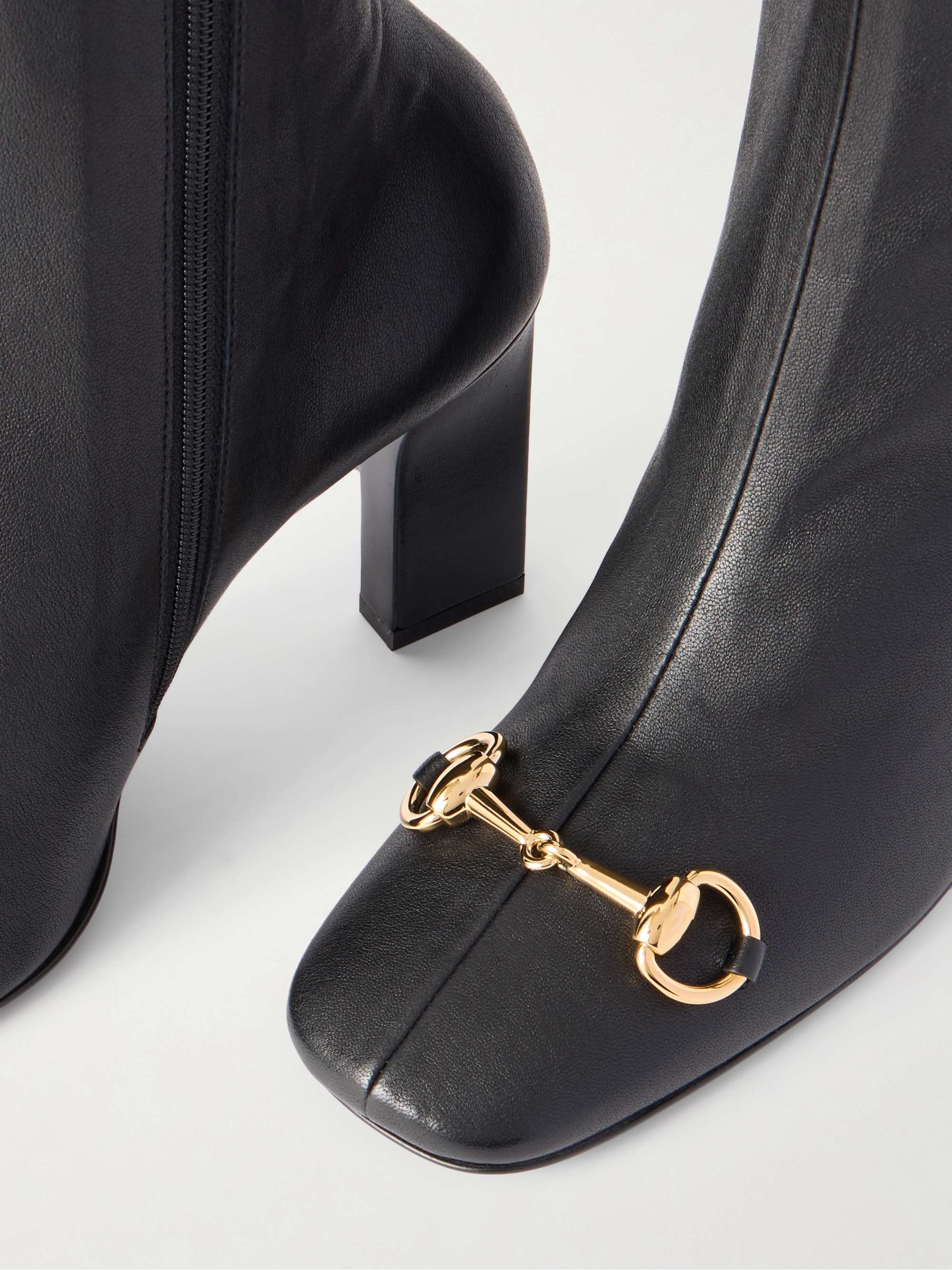 GUCCI Signora horsebit-embellished leather knee boots | NET-A-PORTER