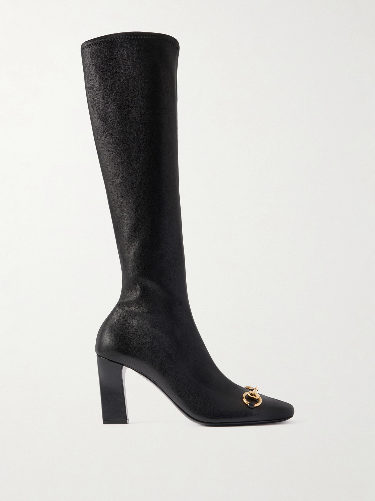 Signora Horsebit-Embellished Leather Knee Boots