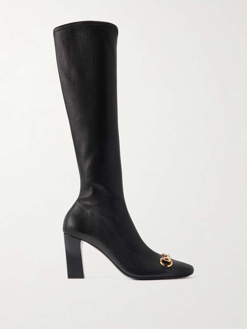 Gucci Signora Horsebit-embellished Leather Knee Boots