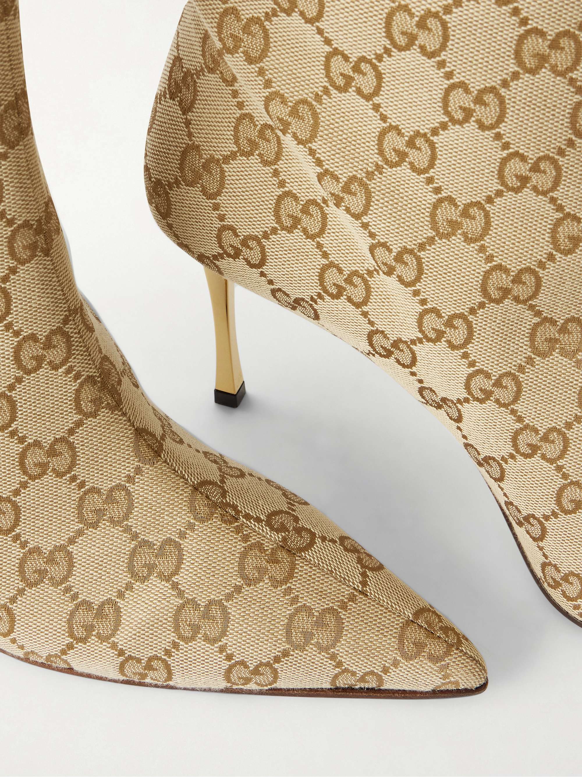 GUCCI Bombshell coated-canvas knee boots | NET-A-PORTER