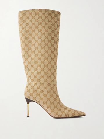 Gucci - Crystal-embellished canvas-jacquard boots | Plush