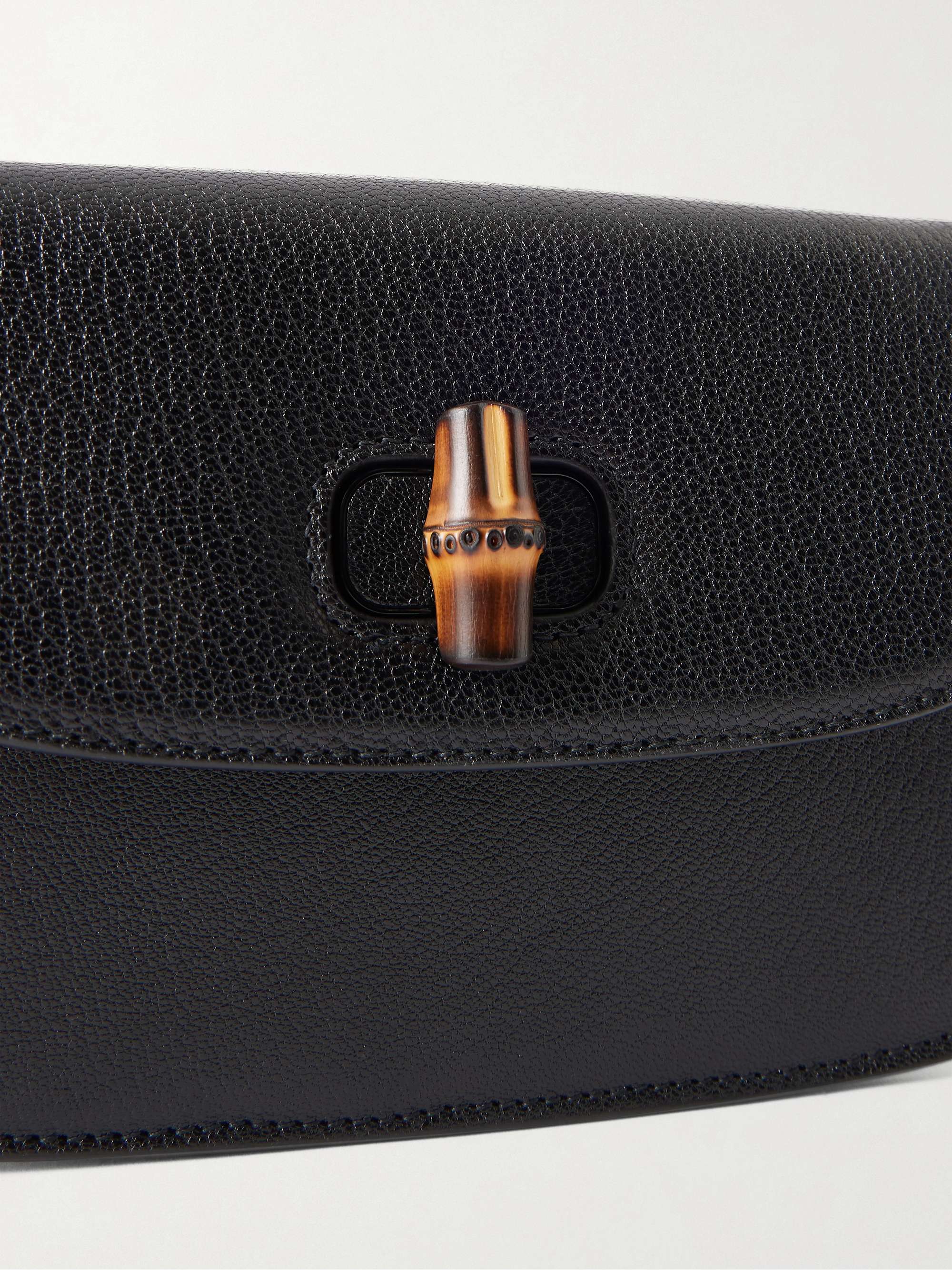 GUCCI Bamboo 1947 textured-leather clutch | NET-A-PORTER