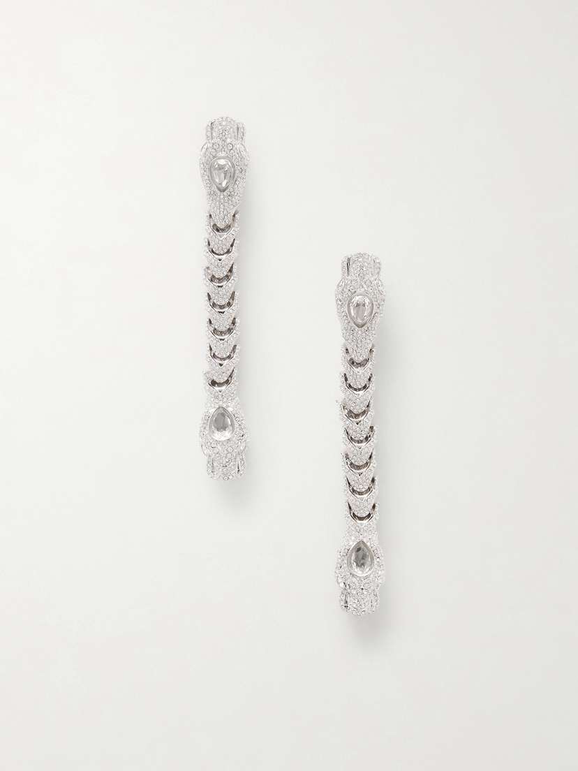 Gucci Dionysus Silver-tone And Crystal Earrings