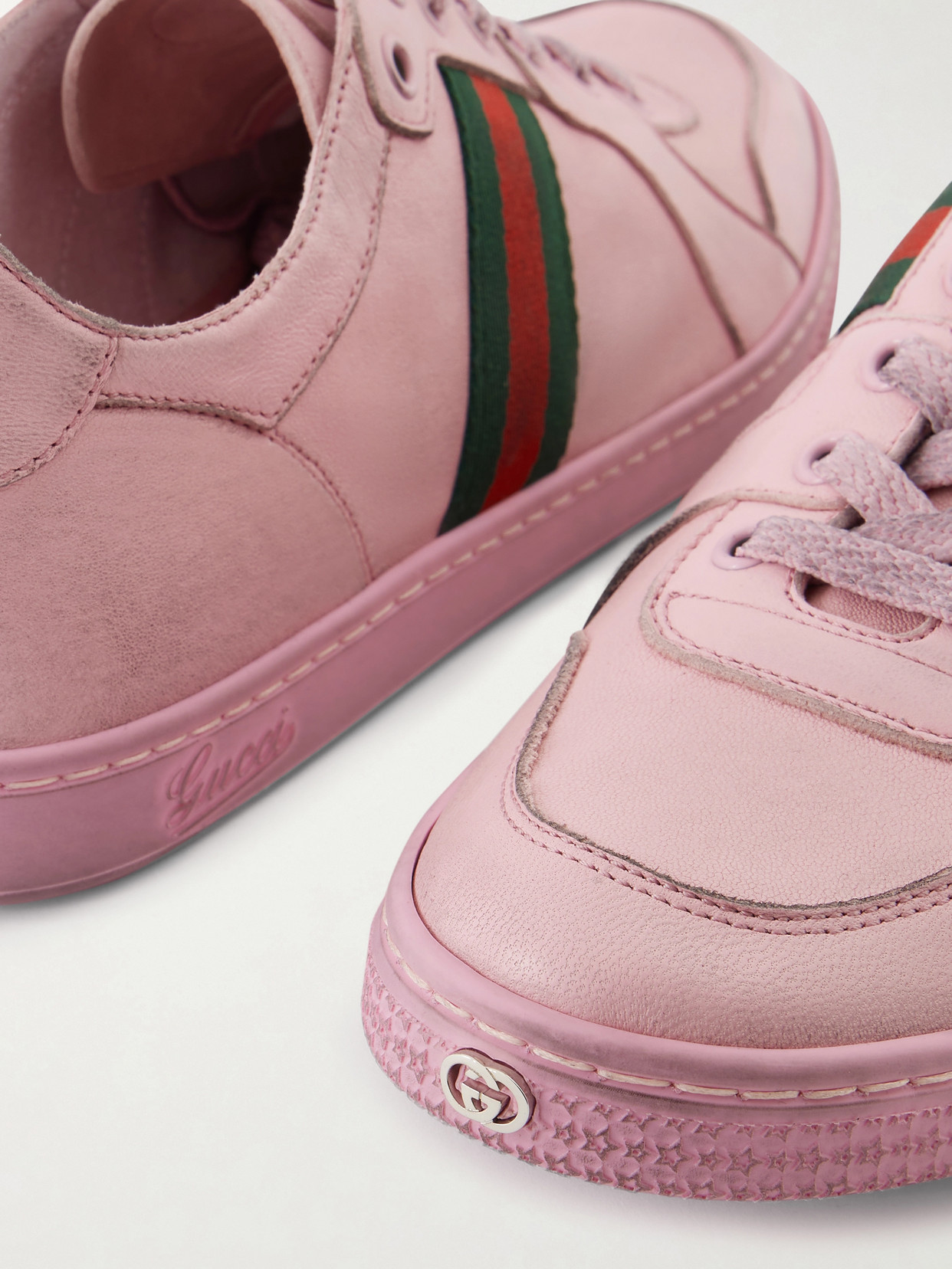 Stretch Distressed Webbing-Trimmed Sneakers