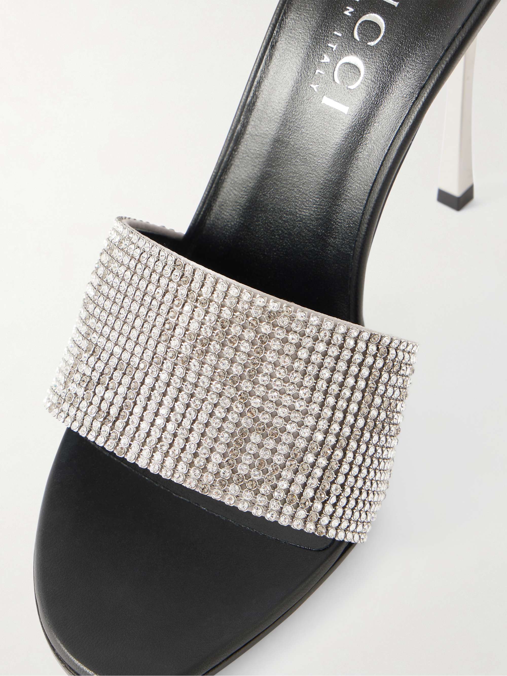 GUCCI Trinity crystal-embellished mesh mules | NET-A-PORTER