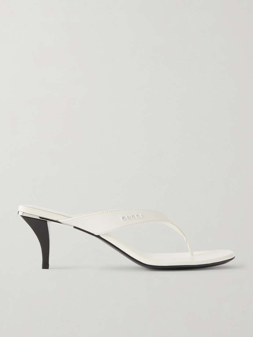 Gucci Vittoria Logo-embellished Leather Thong Sandals