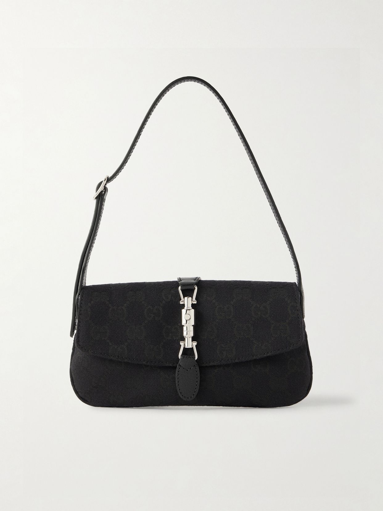 jackie 1961 mini leather trimmed canvas jacquard shoulder bag
