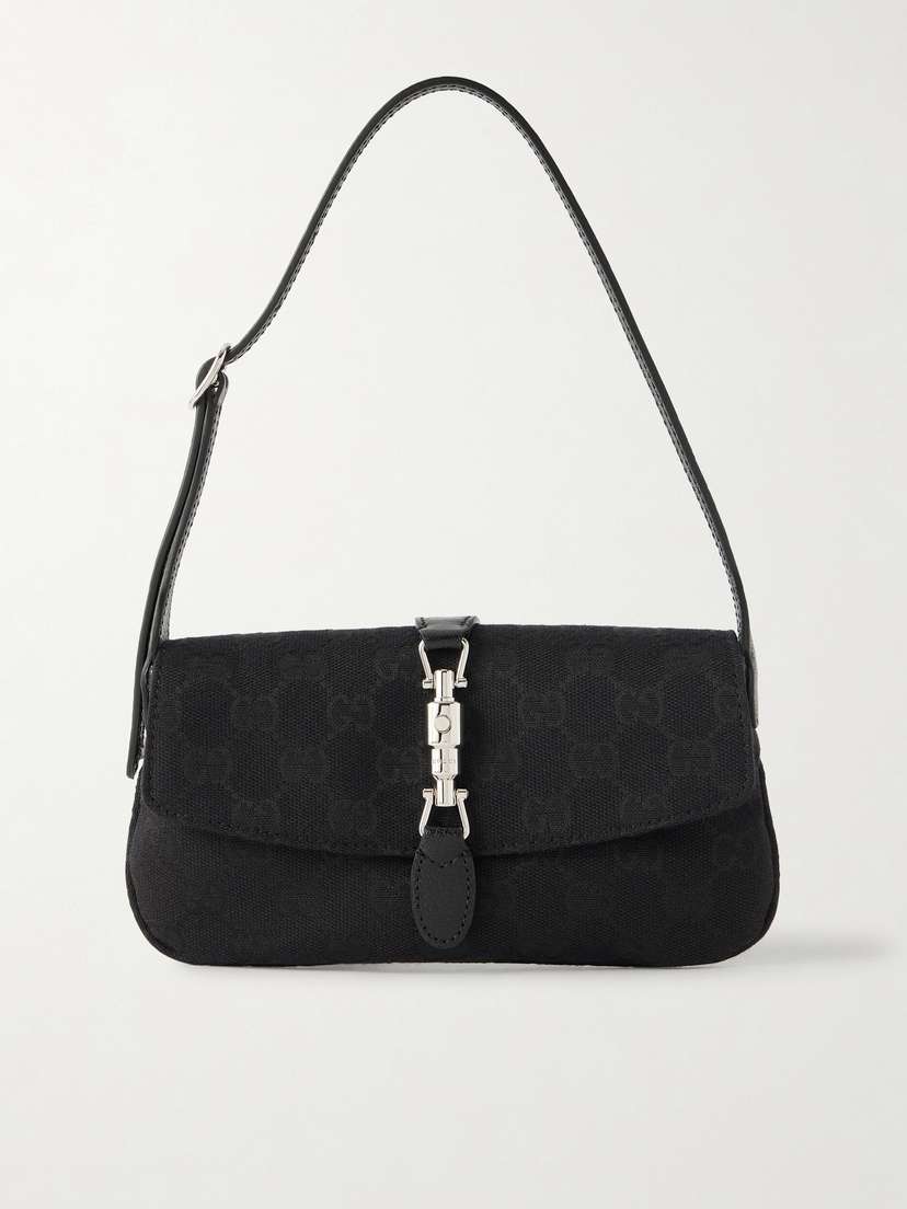 Gucci Jackie 1961 Mini Leather-trimmed Canvas-jacquard Shoulder Bag