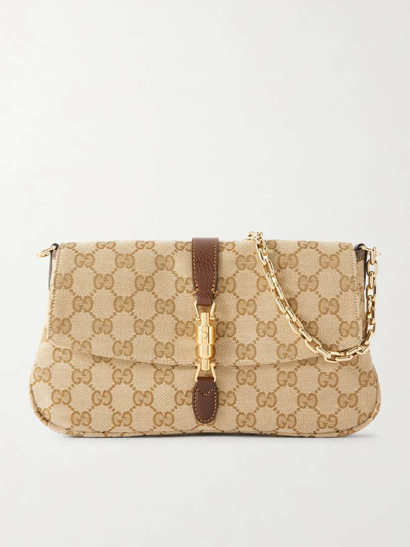 Gucci Aperitivo Leather-trimmed Canvas-jacquard Shoulder Bag