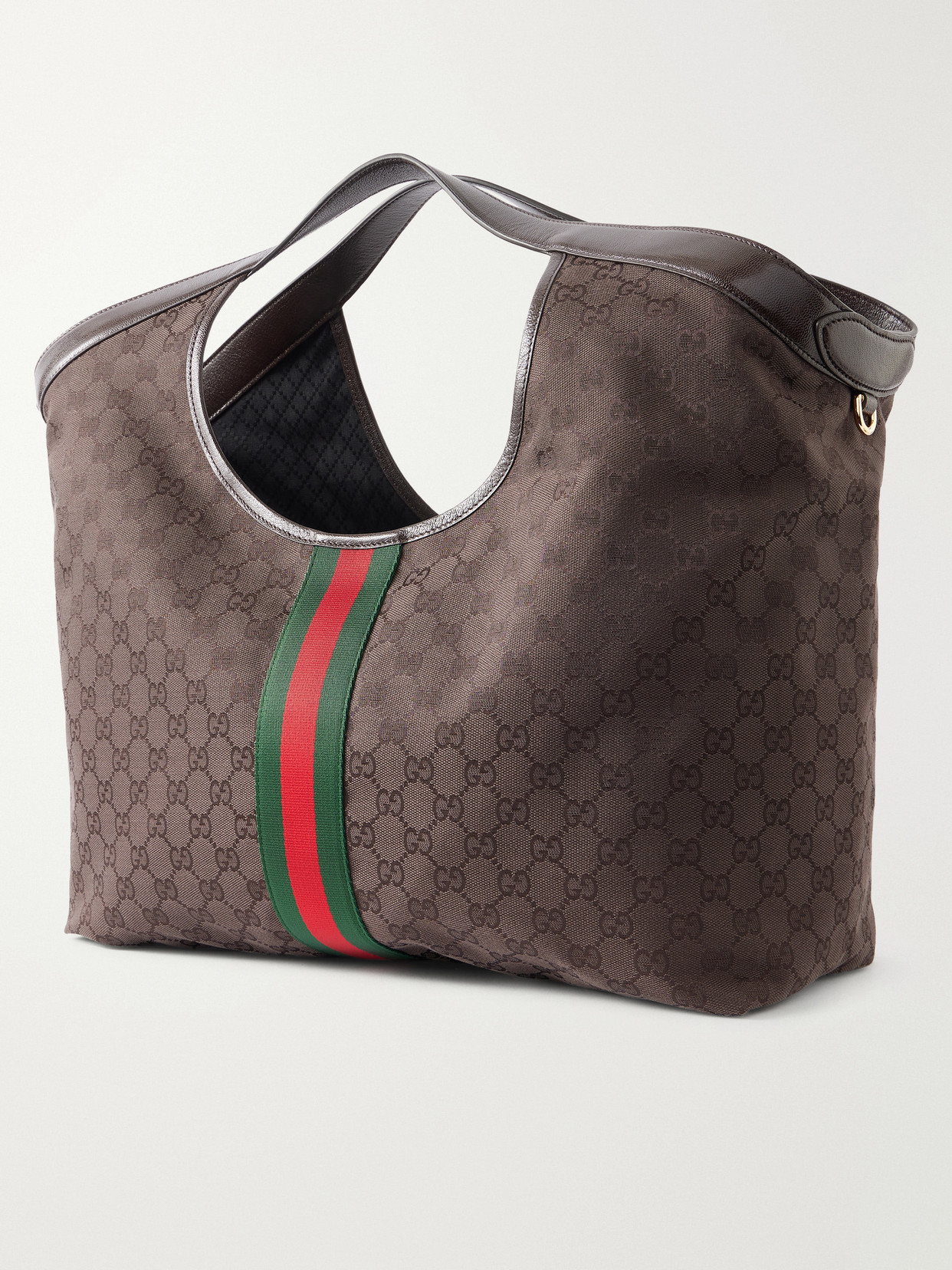 Giglio Leather-Trimmed Canvas-Jacquard Tote