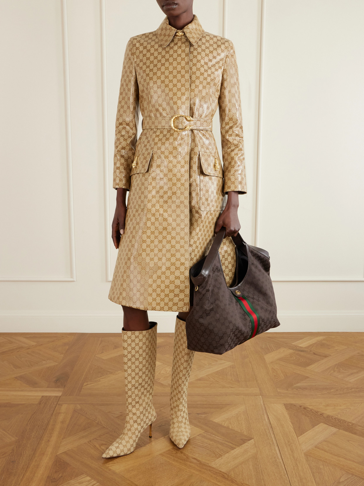 Giglio Leather-Trimmed Canvas-Jacquard Tote