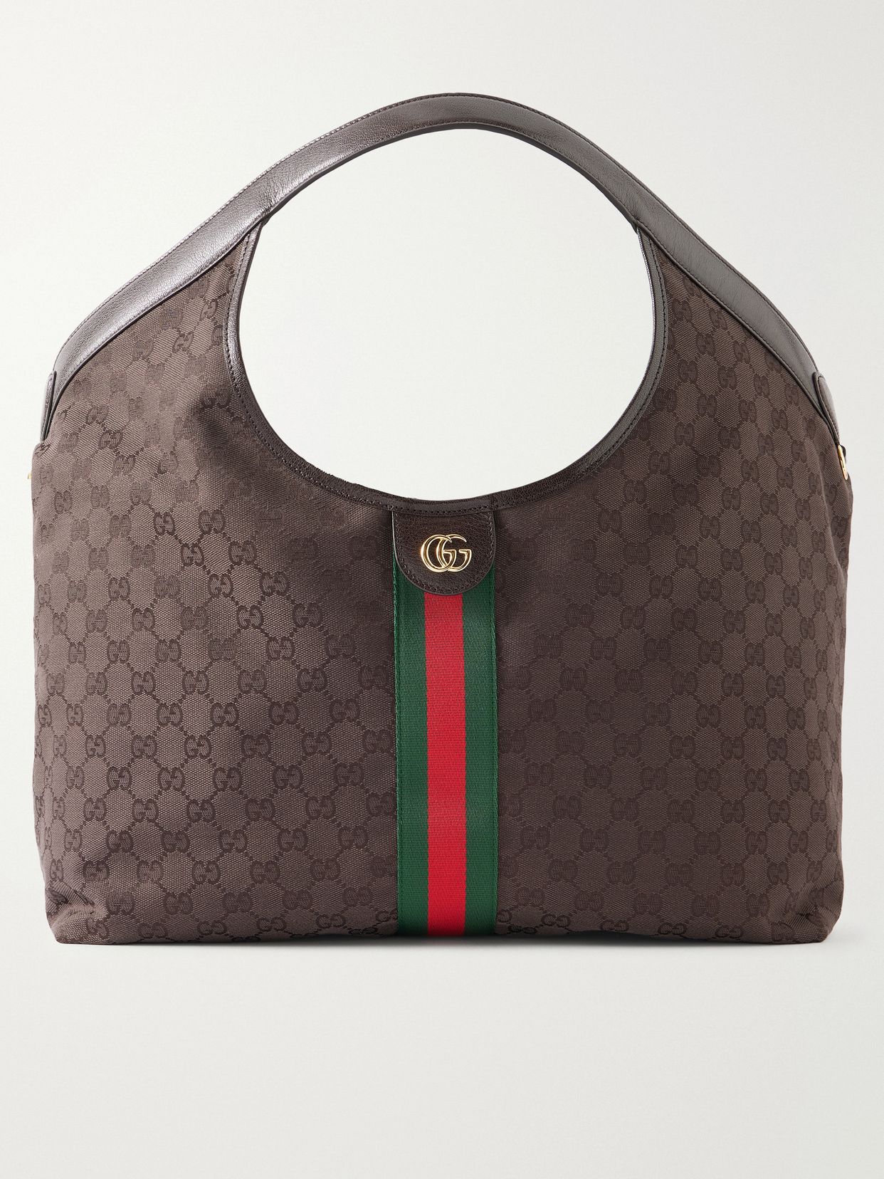 Giglio leather-trimmed canvas-jacquard tote