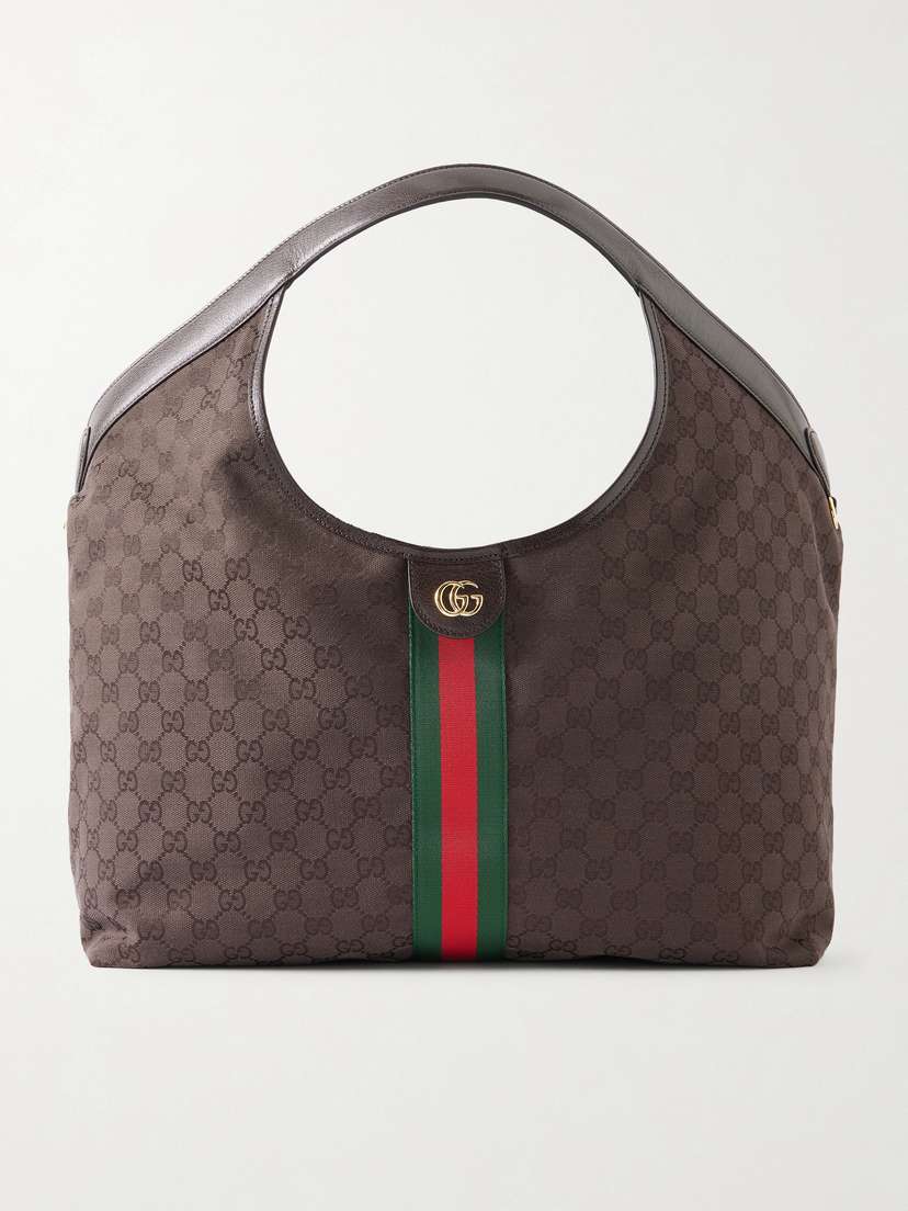 Gucci Giglio Leather-trimmed Canvas-jacquard Tote
