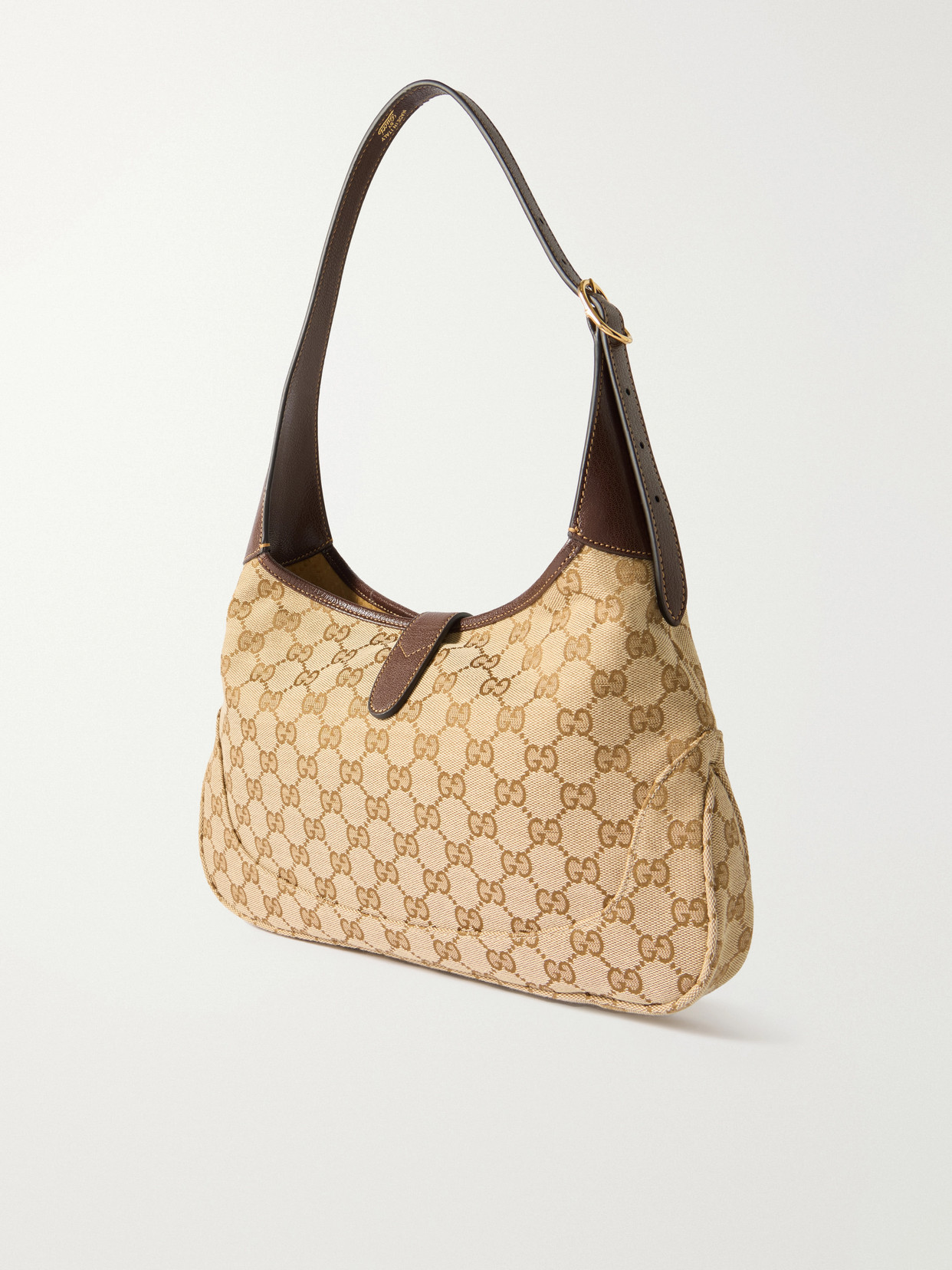 Jackie 1961 Medium Leather-Trimmed Canvas-Jacquard Shoulder Bag