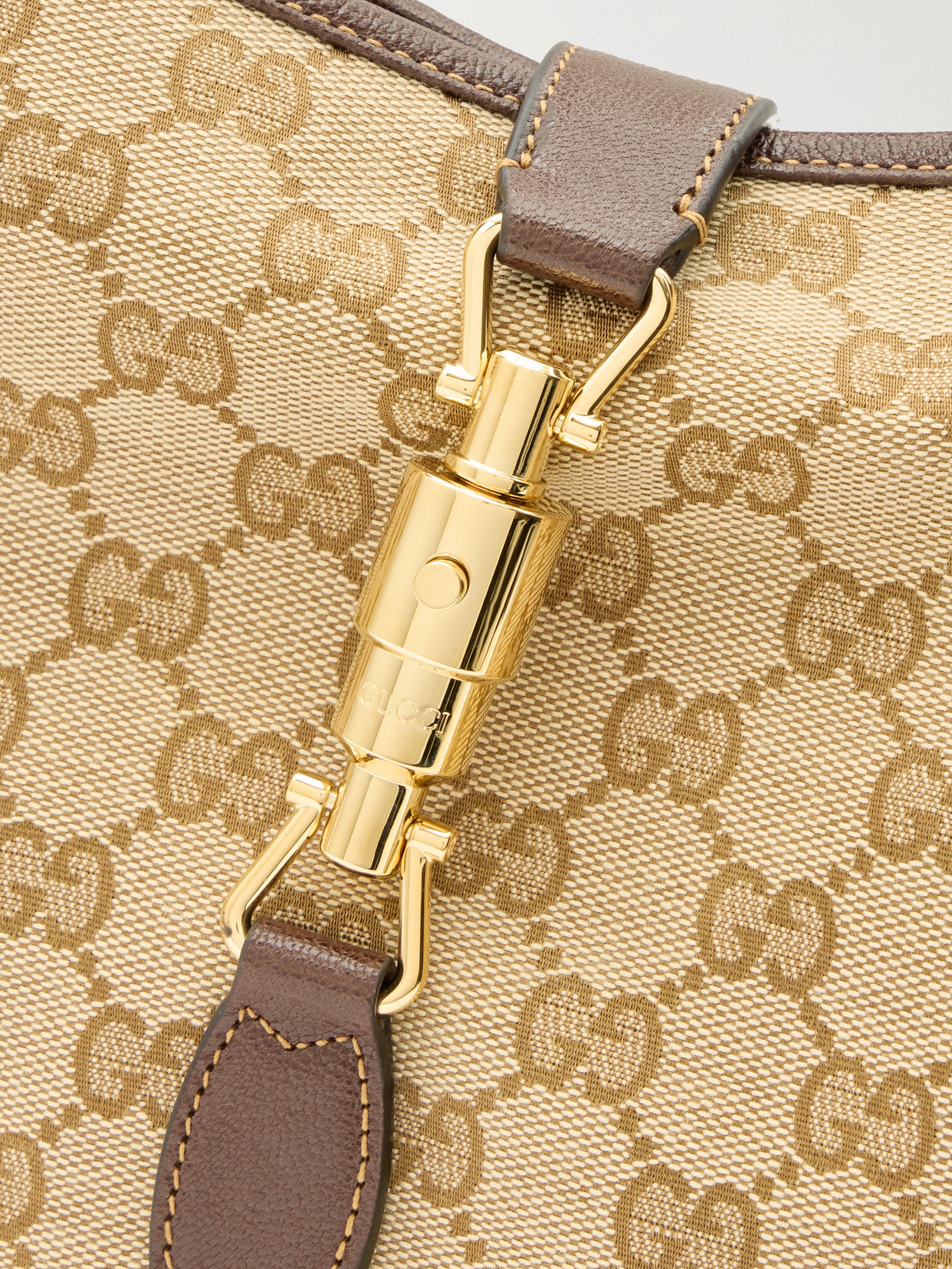 Jackie 1961 Medium Leather-Trimmed Canvas-Jacquard Shoulder Bag