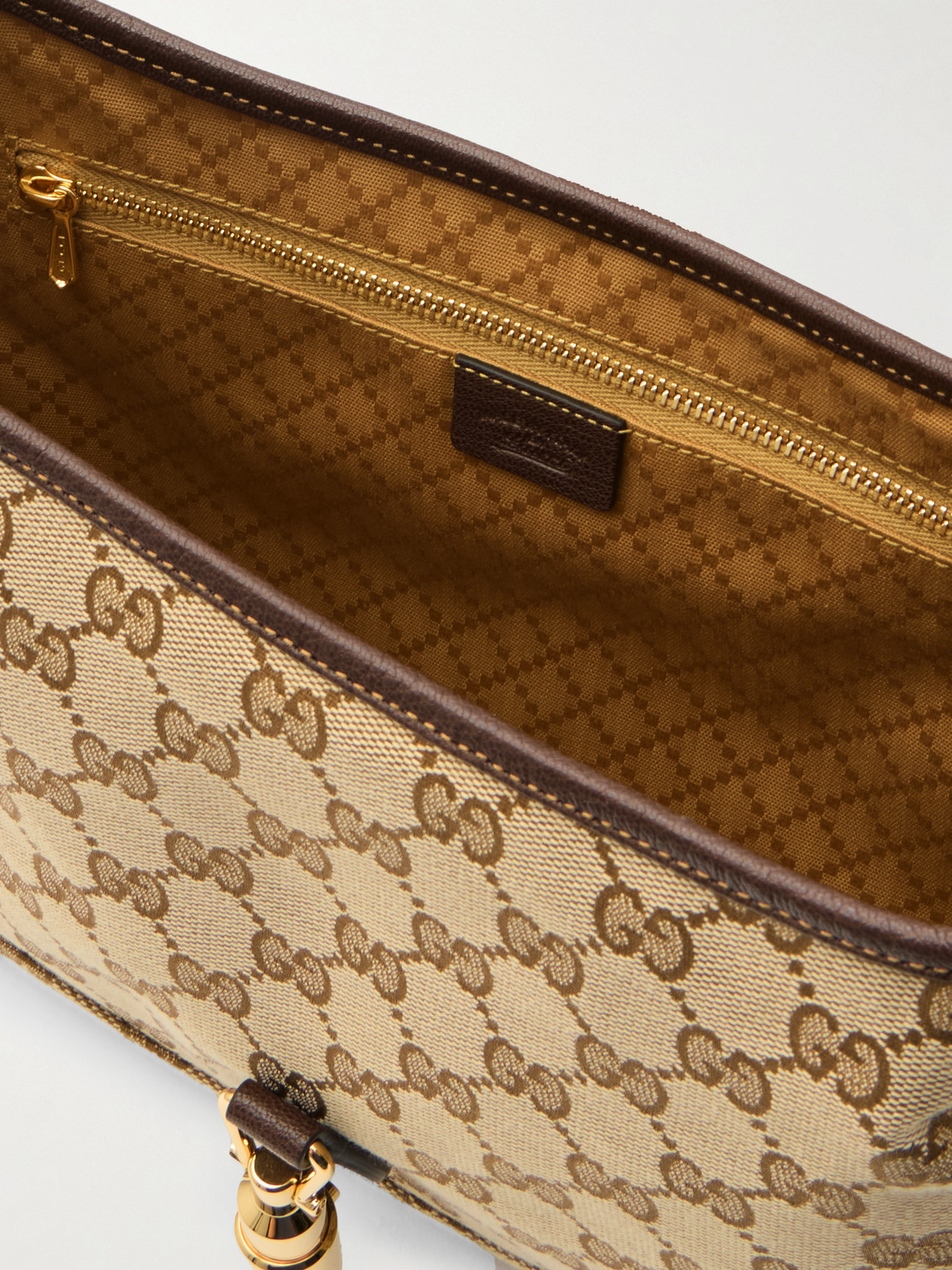 Jackie 1961 Medium Leather-Trimmed Canvas-Jacquard Shoulder Bag