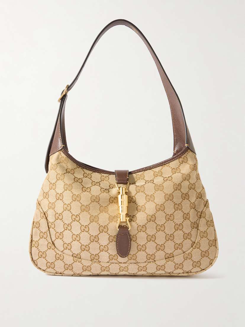 Gucci Jackie 1961 Medium Leather-trimmed Canvas-jacquard Shoulder Bag