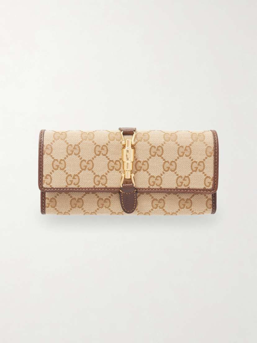 Gucci Jackie Leather-trimmed Canvas-jacquard Wallet