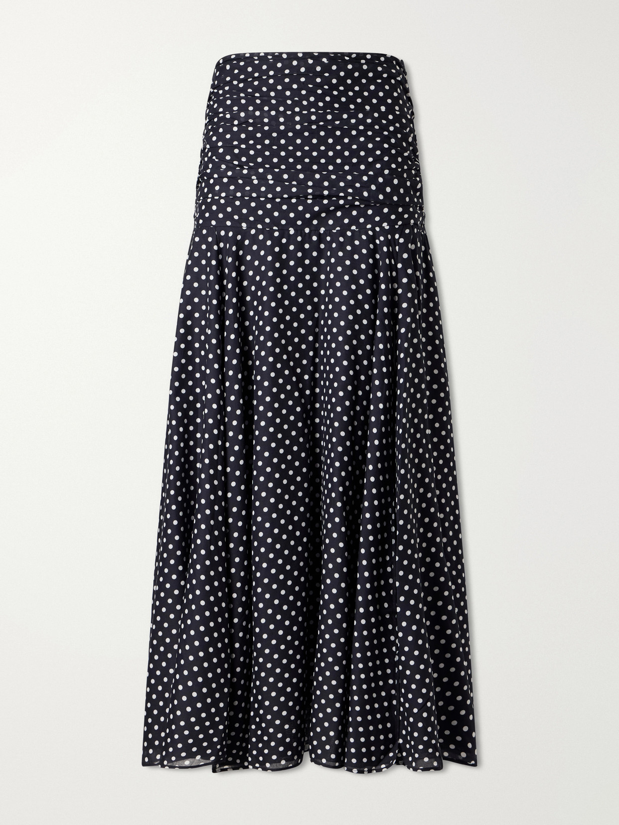 Charo Ruiz Senda Polka-dot Cotton-blend Maxi Skirt In Black