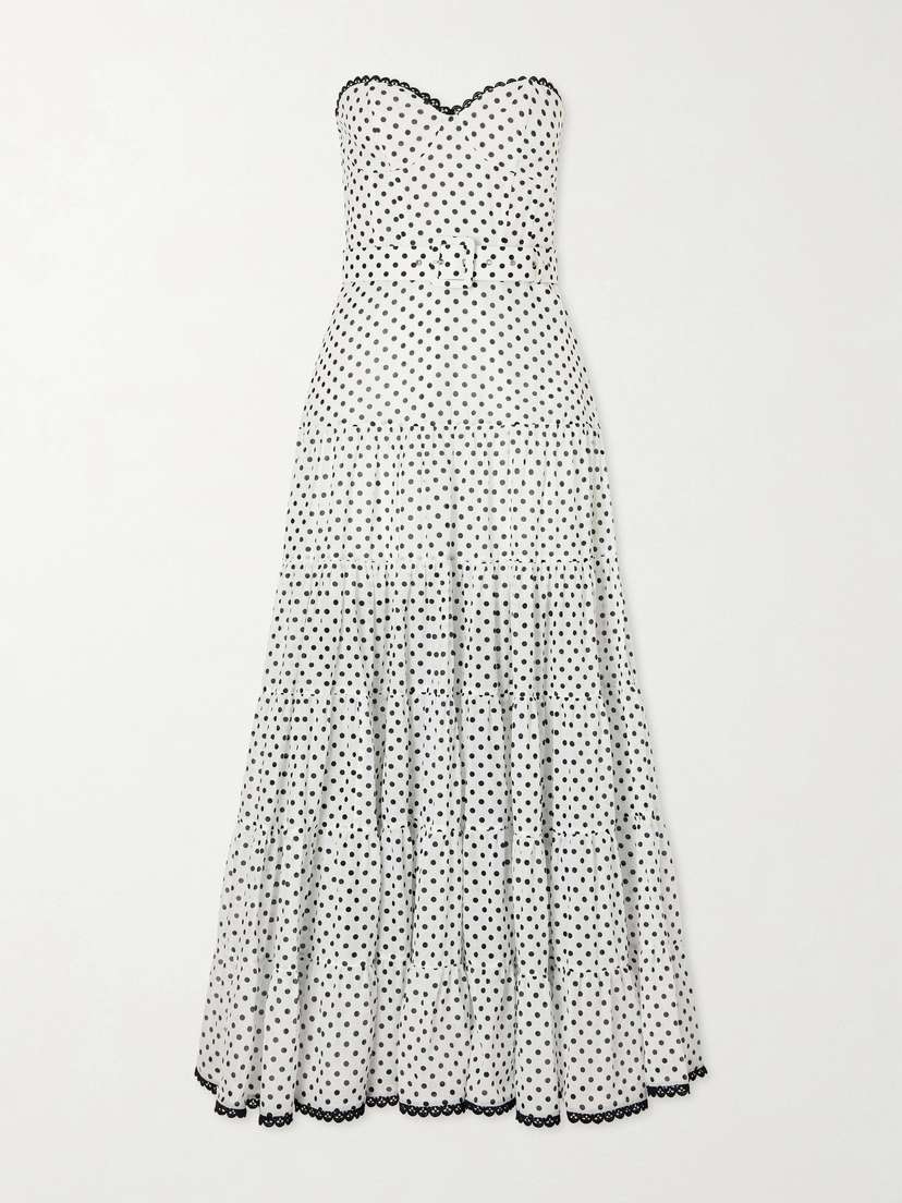 Charo Ruiz Jimena Belted Tiered Polka-dot Cotton-blend Voile Maxi Dress
