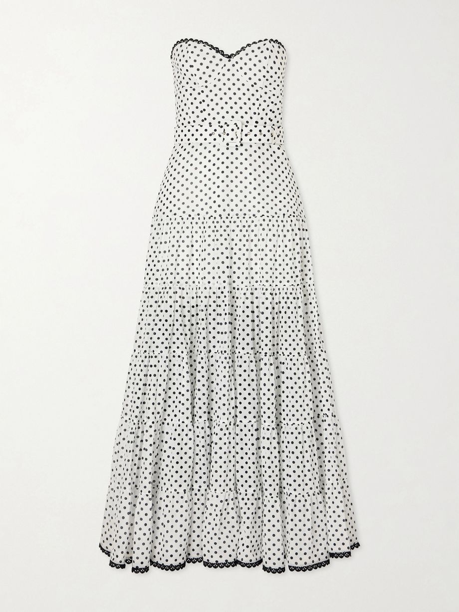 Jimena belted tiered polka-dot cotton-blend voile maxi dress