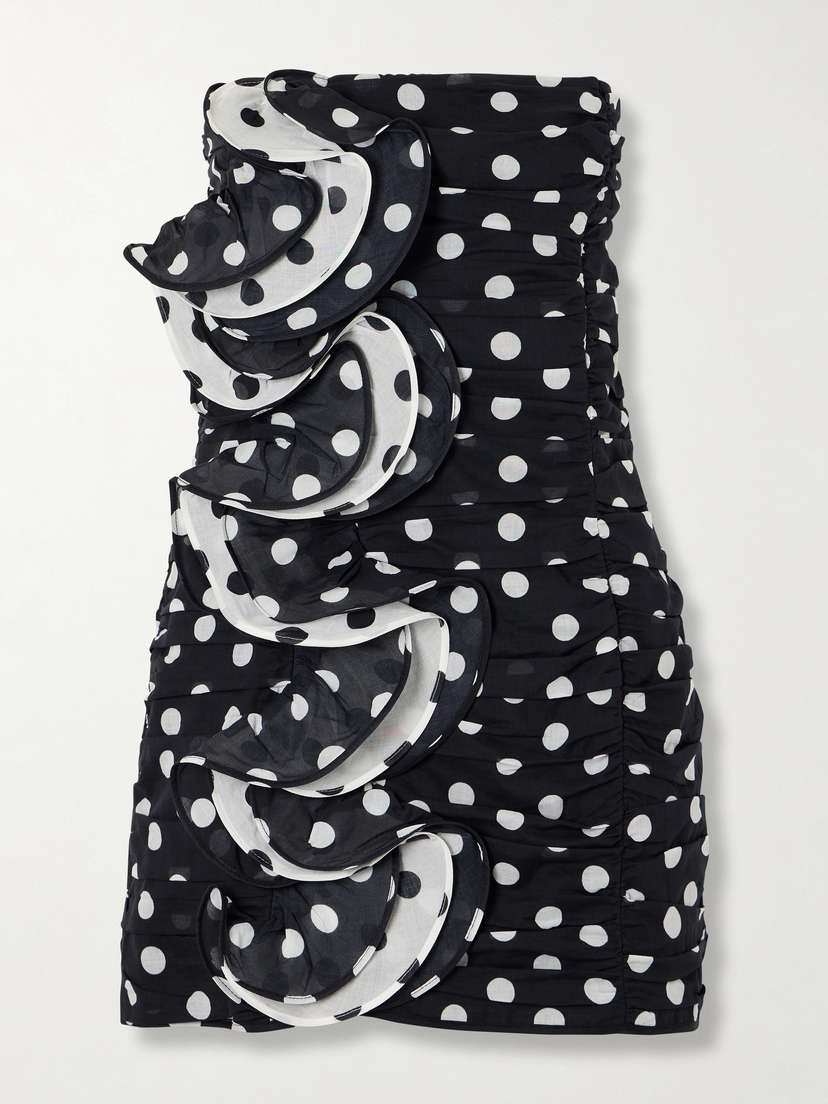 Charo Ruiz Rocio Ruffled Polka-dot Cotton-blend Voile Mini Dress