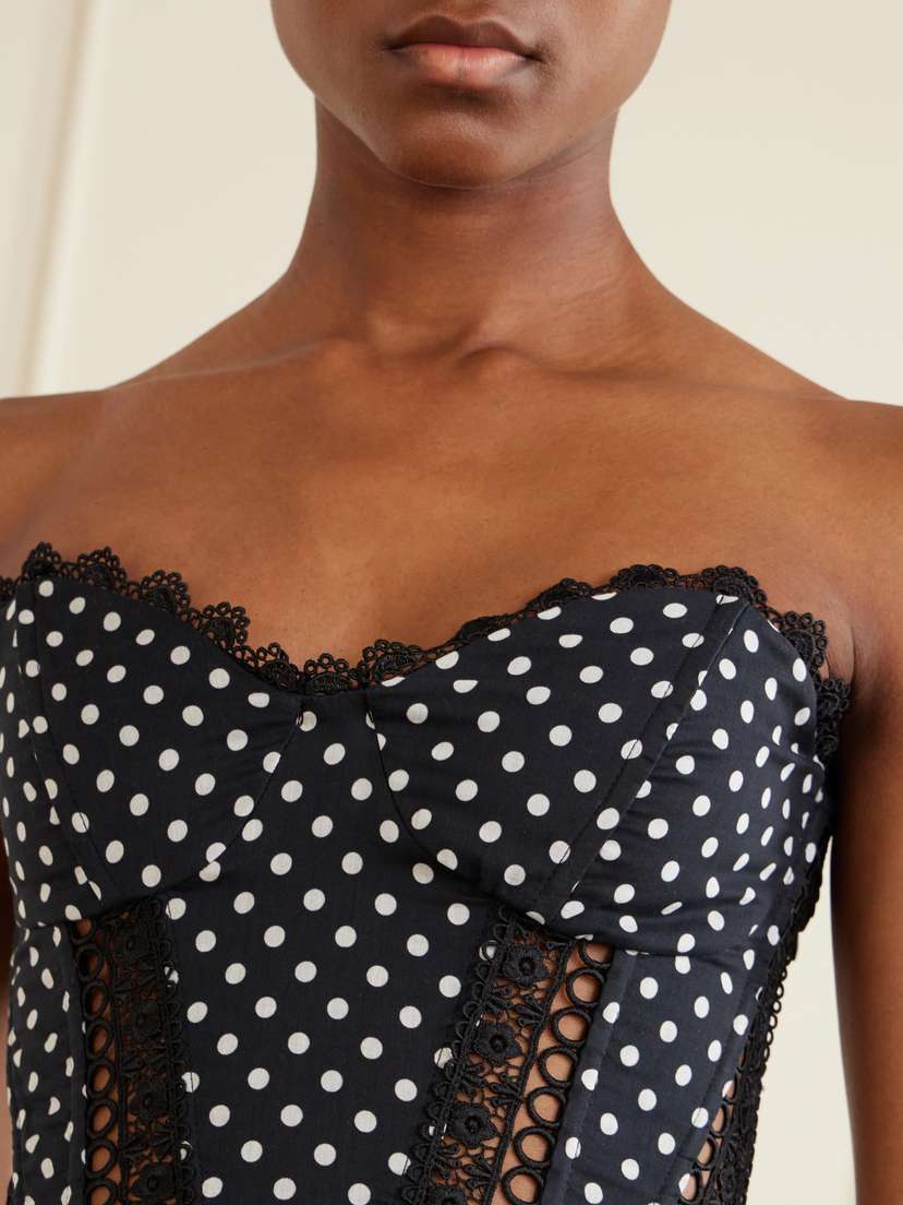Charo Ruiz Fiare Cropped Embroidered Polka-dot Cotton-blend Top | Thumbnail 4 Charo Ruiz Fiare Cropped Embroidered Polka-dot Cotton-blend Top | Thumbnail 4