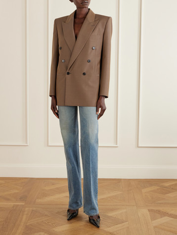 Saint Laurent Double-breasted wool and mohair-blend blazer