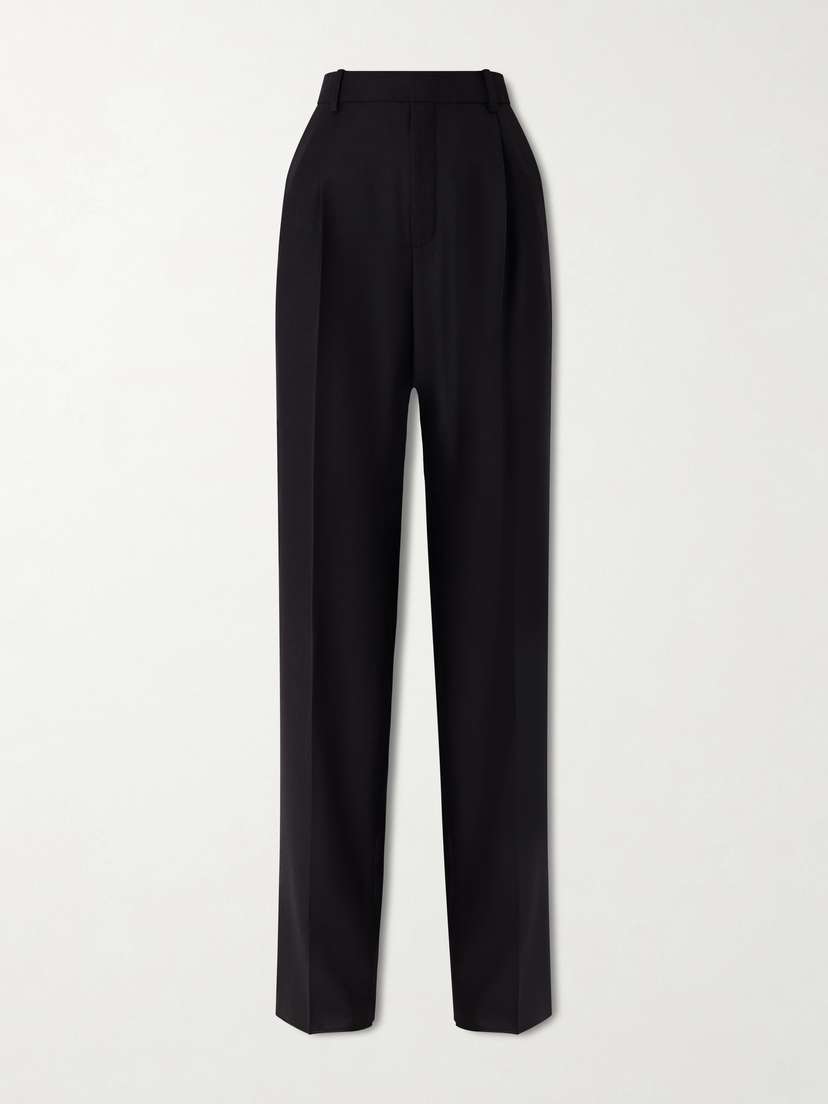 Saint Laurent Pleated Wool Straight-leg Pants
