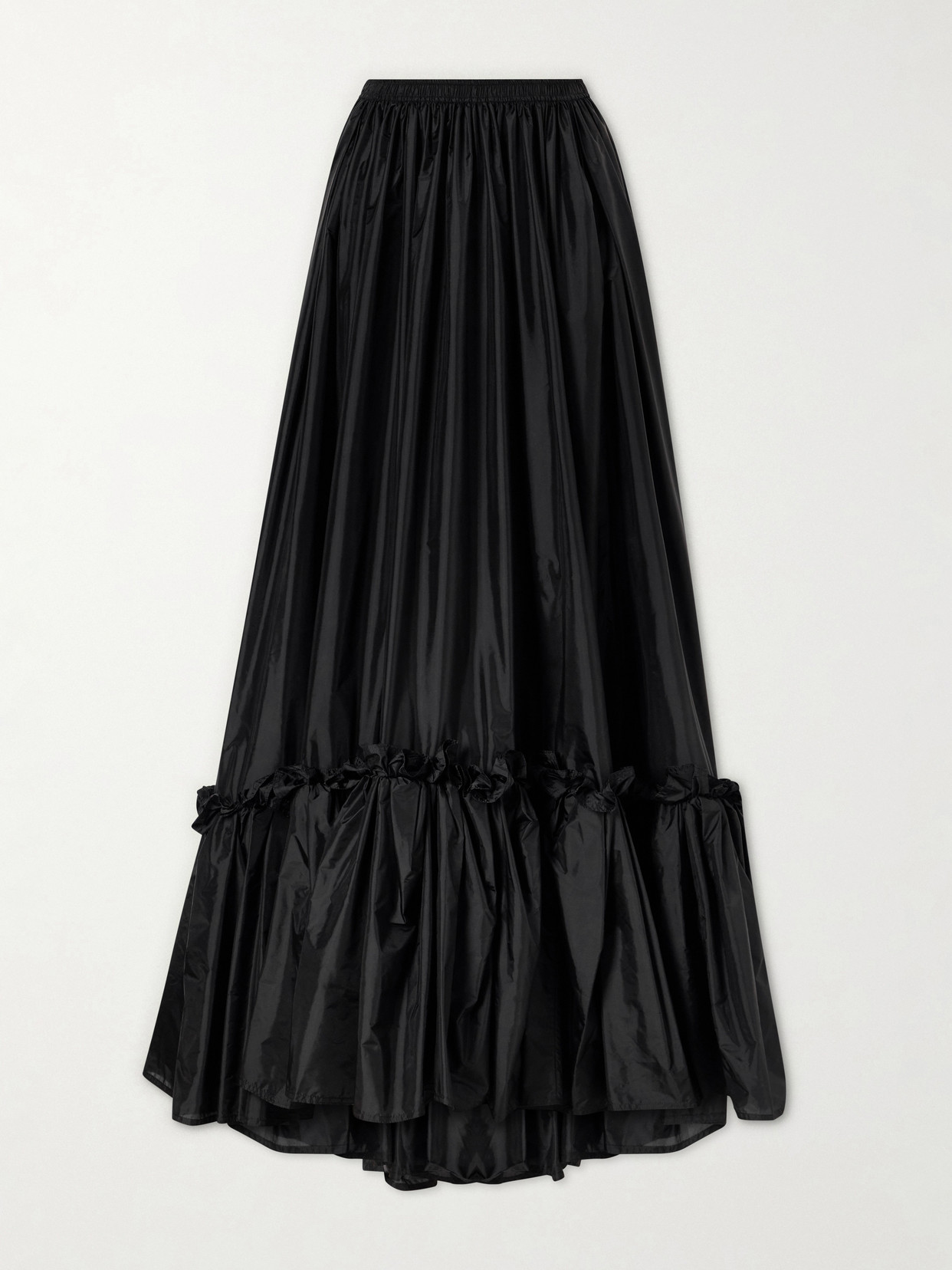 SAINT LAURENT - Tiered Ruffled Satin Maxi Skirt - Black